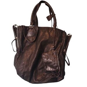 Tusk Black & Dark Brown Leather Shoulder Bag